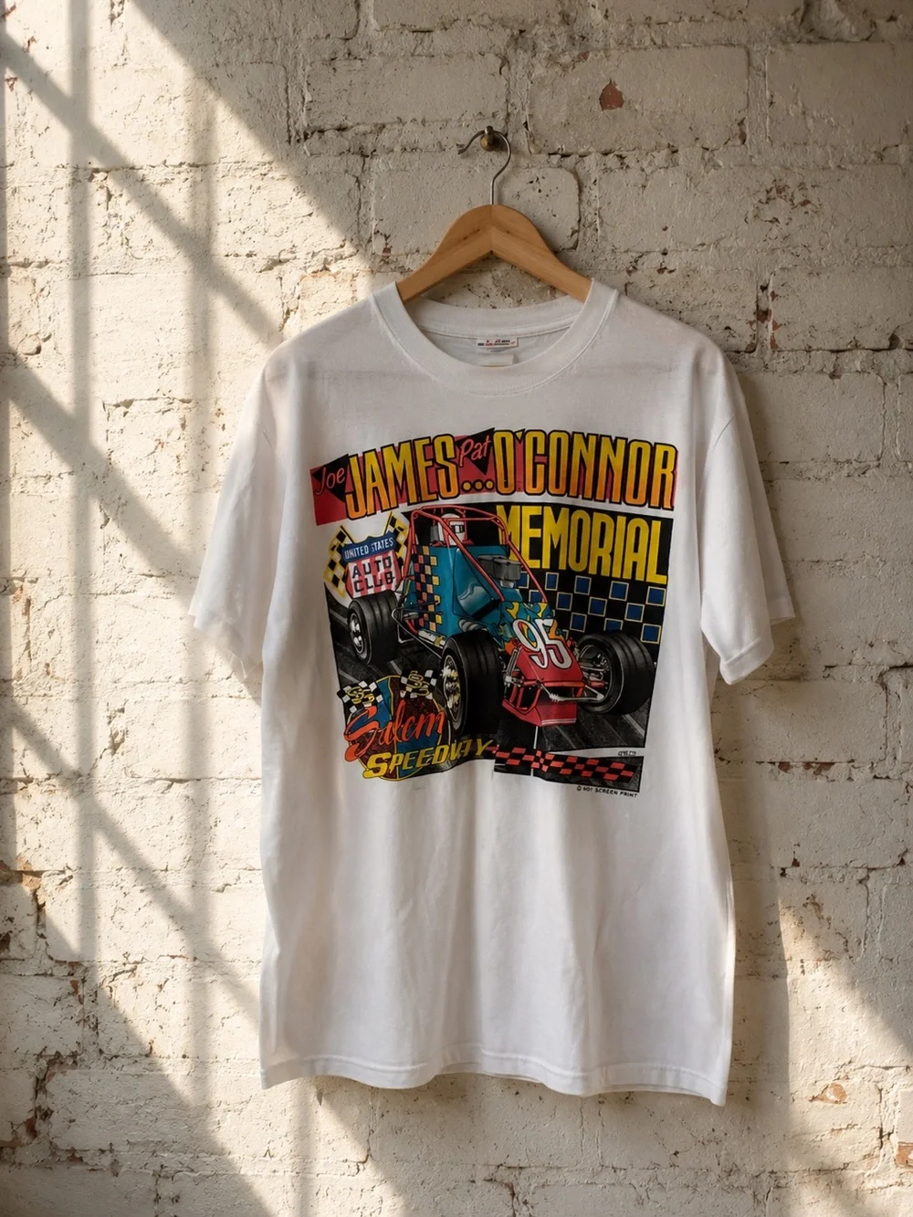 VTG 90s Fruit of the Loom Joe James Pat O'Connor Memorial Salem Speedway Tee L